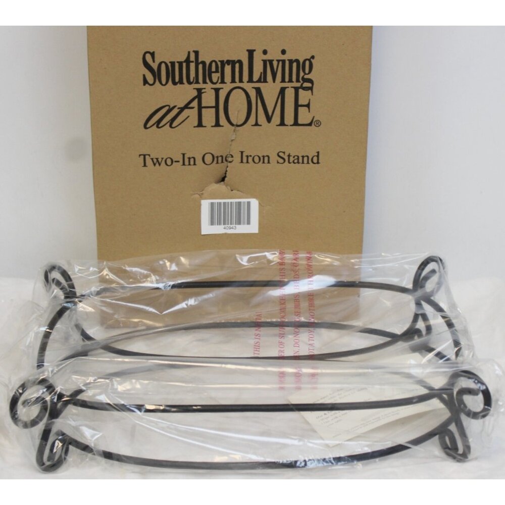 Southern Living 2 in 1 Iron Stand Black #40943 Double Sided Oval Swirl Feet